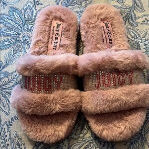 Juicy Couture Pink Furry Women's Slippers